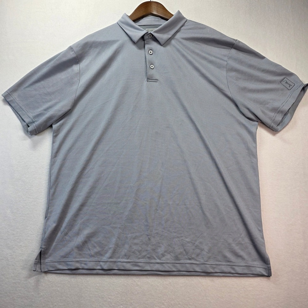 PGA TOUR Men's Golf Polo Shirt XL Gray‎ Micro Check Short Sleeve 100% Polyester